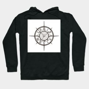 Retro Emblem of Round Compass Clock Hoodie